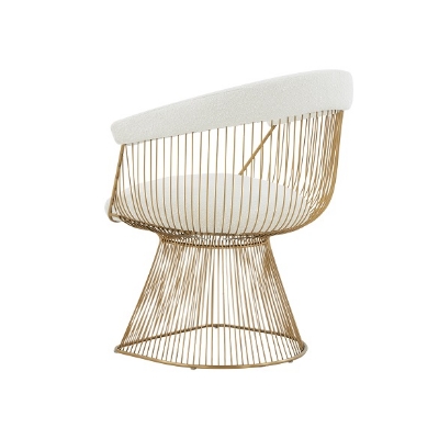 Picture of Modrest Chandler - Modern  White Sherpa and Matte Gold Dining Chair