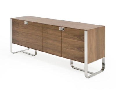 Picture of Modrest Pauline- Modern Walnut and Stainless Steel Sideboard Buffet