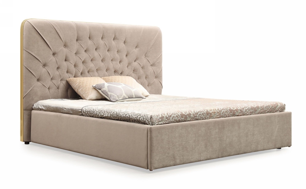 Picture of Modrest Moontide - Queen Glam Beige Velvet and Brushed Brass Bed