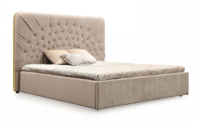 Picture of Modrest Moontide - Eastern King Glam Beige Velvet and Brushed Brass Bed