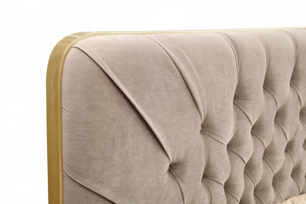 Picture of Modrest Moontide - Glam Beige Velvet and Brushed Brass Bed