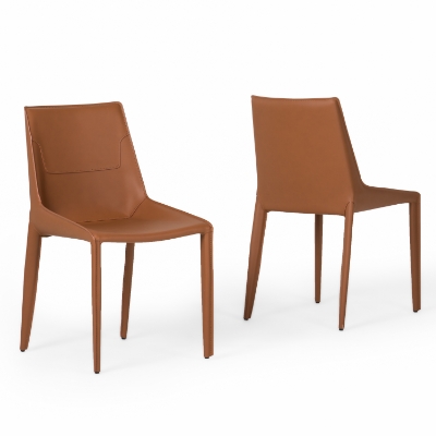 Picture of Modrest Halo - Modern Cognac Saddle Leather Dining Chair Set of Two