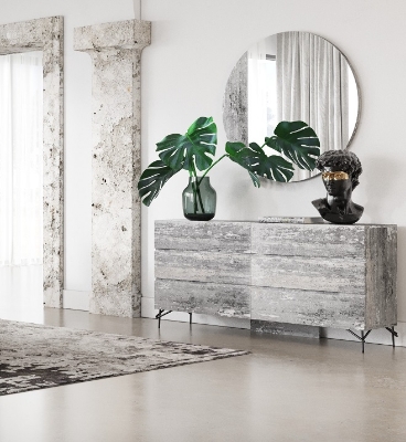 Picture of Nova Domus Aria - Italian Modern Multi Grey with texture Round Mirror