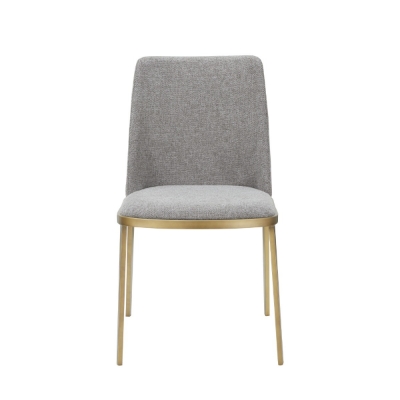 Picture of Modrest Brent- Contemporary Light Grey Fabric + Brass Dining Chair Set of 2