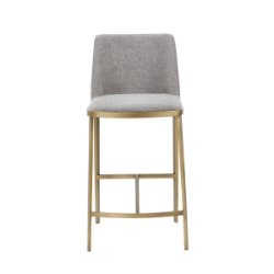 Picture of Modrest Brent- Contemporary Light Grey Fabric + Brass Counter Stool 