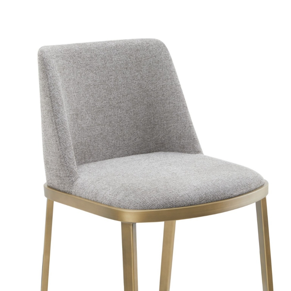 Picture of Modrest Brent- Contemporary Light Grey Fabric + Brass Counter Stool 