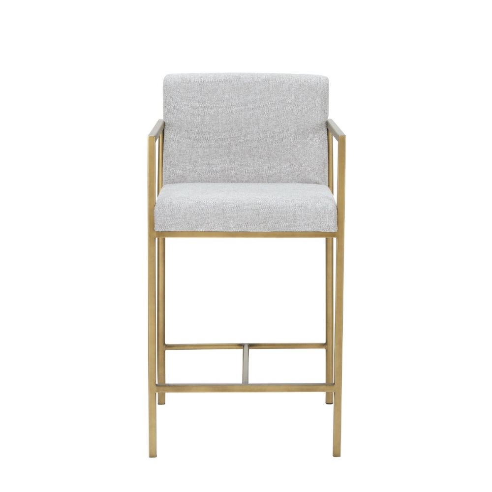 Picture of Modrest Burnham- Contemporary Light Grey Fabric + Brass Counter Stool 