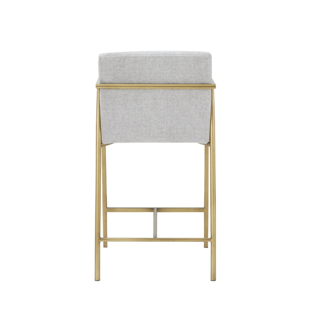 Picture of Modrest Burnham- Contemporary Light Grey Fabric + Brass Counter Stool 