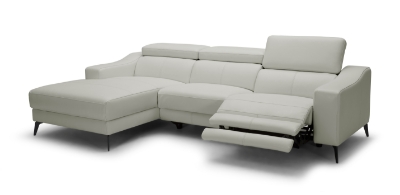 Picture of Modrest Rampart - Modern L-Shape LAF White Leather Sectional Sofa with 1 Recliner