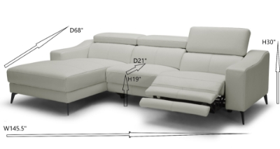 Picture of Modrest Rampart - Modern L-Shape LAF White Leather Sectional Sofa with 1 Recliner