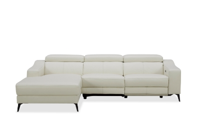 Picture of Modrest Rampart - Modern L-Shape LAF White Leather Sectional Sofa with 1 Recliner