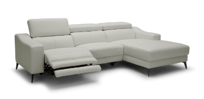 Picture of Modrest Rampart - Modern L-Shape RAF White Leather Sectional Sofa with 1 Recliner