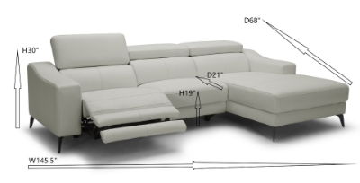 Picture of Modrest Rampart - Modern L-Shape RAF White Leather Sectional Sofa with 1 Recliner