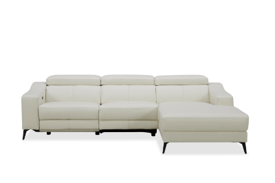 Picture of Modrest Rampart - Modern L-Shape RAF White Leather Sectional Sofa with 1 Recliner