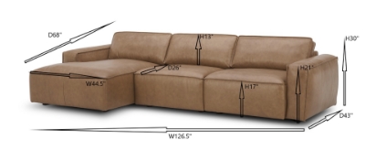 Picture of Modrest Cambria - Modern LAF Cognac Leather Sectional Sofa