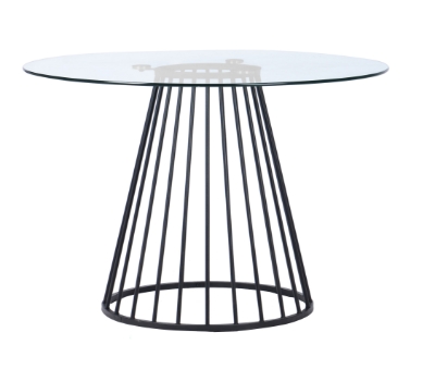 Picture of Modrest Holly - Modern Round Clear Glass and Black Dining Table