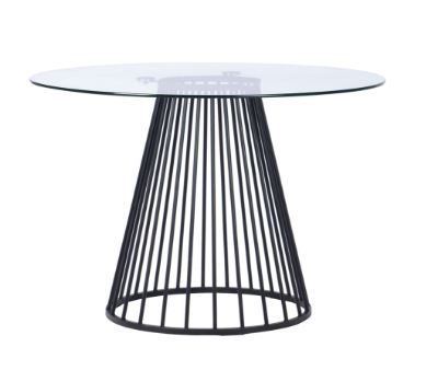 Picture of Modrest Holly - Modern Round Clear Glass and Black Dining Table