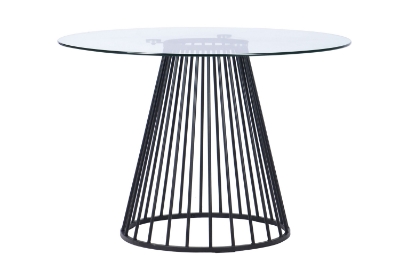 Picture of Modrest Holly - Modern Round Clear Glass and Black Dining Table