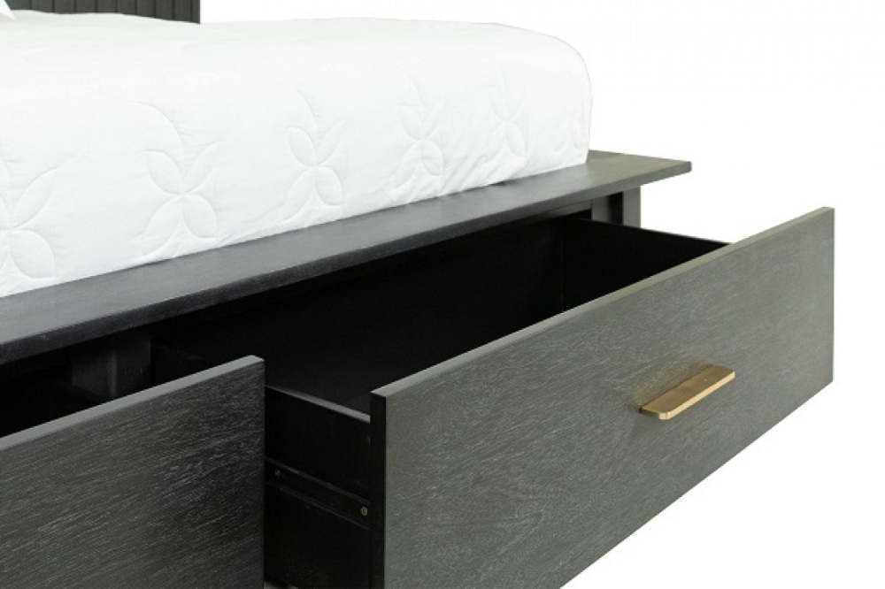 Picture of Modrest Manchester- Contemporary Platform Dark Grey Bed with Two Nightstands