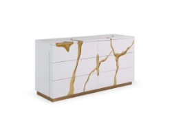 Picture of Modrest Aspen Modern Wide White and Gold Dresser