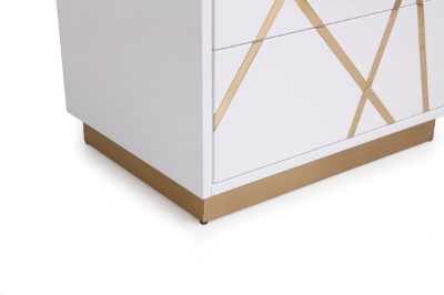 Picture of Modrest Nixa Modern Wide White and Gold Nightstand