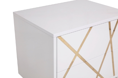 Picture of Modrest Nixa Modern Wide White and Gold Nightstand