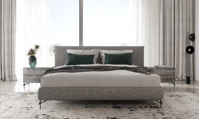 Picture of Nova Domus Aria - Italian Modern Multi Grey Bed and Two Nightstands