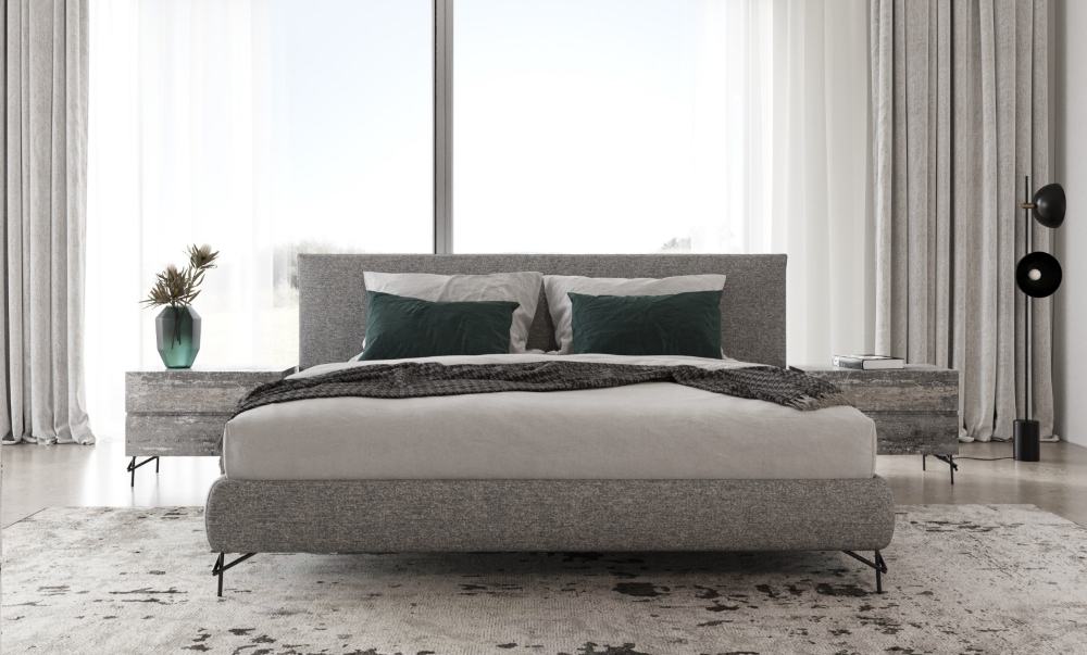 Picture of Nova Domus Aria - Italian Modern Multi Grey Q Bed and Two Nightstands