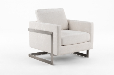 Picture of Modrest Prince - Contemporary Off White Fabric and Silver Accent Chair