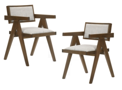 Picture of Modrest Fern - Modern Walnut and Beige Dining Chair Set of 2