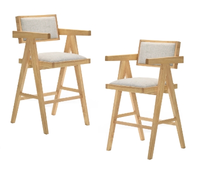 Picture of Modrest Fern - Modern Natural and Beige Counter Stool Set of 2