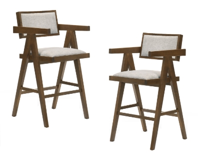 Picture of Modrest Fern - Modern Walnut and Beige Counter Stool Set of 2