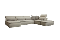 Picture of David Ferrari Panorama - Italian Modern Taupe Grey Fabric and Leather Modular Sectional Sofa