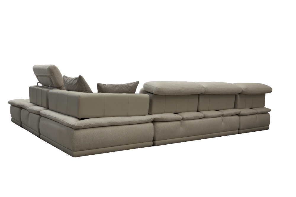 Picture of David Ferrari Panorama - Italian Modern Taupe Grey Fabric and Leather Modular Sectional Sofa