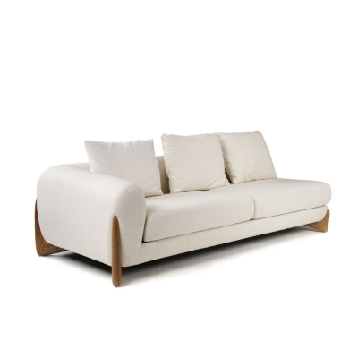 Picture of Modrest Fleury - Contemporary Cream Fabric and Walnut RAF Sectional Sofa