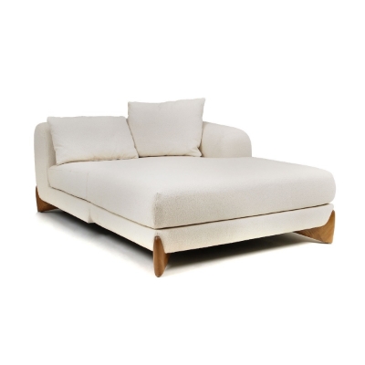 Picture of Modrest Fleury - Contemporary Cream Fabric and Walnut RAF Sectional Sofa