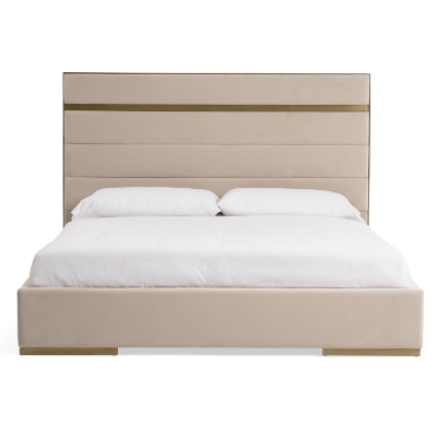 Picture of Modrest Cartier -  Modern Beige Velvet and Brushed Brass Bed