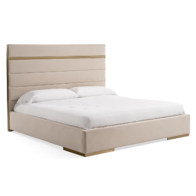 Picture of Modrest Cartier -  Modern Beige Velvet and Brushed Brass Bed