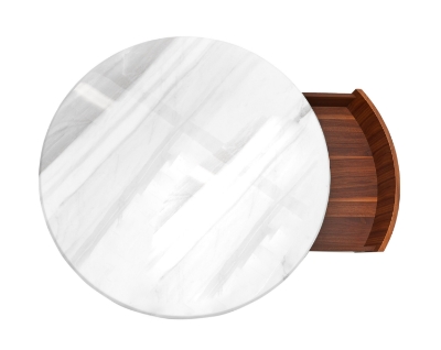 Picture of Nova Domus Hilton- Modern Walnut and White Marble Round Coffee Table