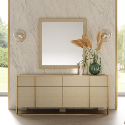 Picture of Nova Domus Cartier - Modern Beige Shagreen and Brushed Brass Dresser