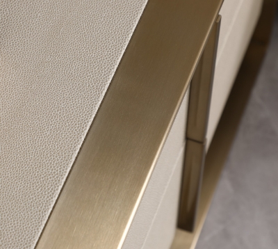 Picture of Nova Domus Cartier - Modern Beige Shagreen and Brushed Brass Nightstand