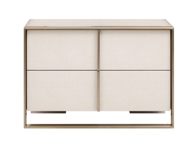 Picture of Nova Domus Cartier - Modern Beige Shagreen and Brushed Brass Nightstand