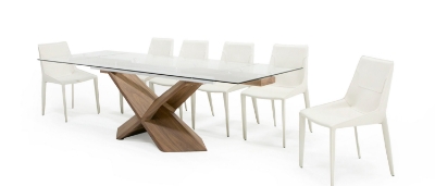 Picture of Modrest Scott - Modern Walnut and Glass Extendable 70.5"/106" Dining Table