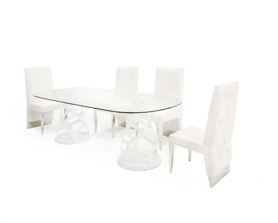 Picture of Modrest Lilly - Modern White and 15mm Glass Rectangular Dining Table