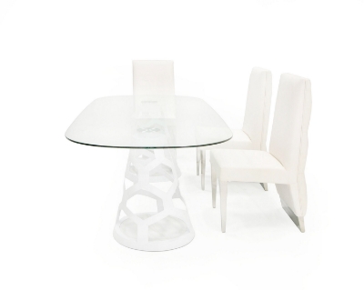 Picture of Modrest Lilly - Modern White and 15mm Glass Rectangular Dining Table