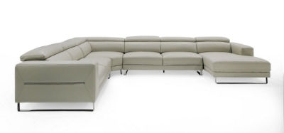 Picture of Divani Casa Hawkey - Contemporary Light Grey Leather RAF Chaise Sectional Sofa