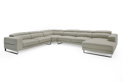 Picture of Divani Casa Hawkey - Contemporary Light Grey Leather RAF Chaise Sectional Sofa