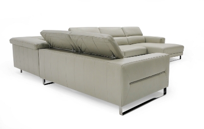 Picture of Divani Casa Hawkey - Contemporary Light Grey Leather RAF Chaise Sectional Sofa