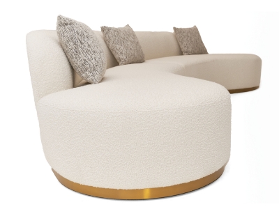 Picture of Divani Casa Frontier - Glam White Fabric Curved Sectional Sofa with Beige Pillows