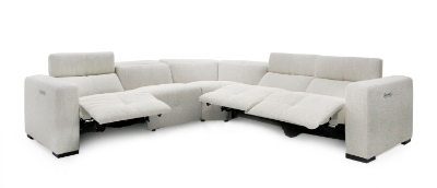 Picture of Divani Casa Beck- Contemporary White Fabric Sectional Sofa with 3 Recliners